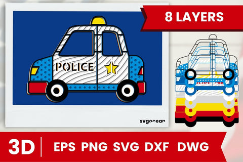 Police Car Layered Cut File SVG SvgOcean 