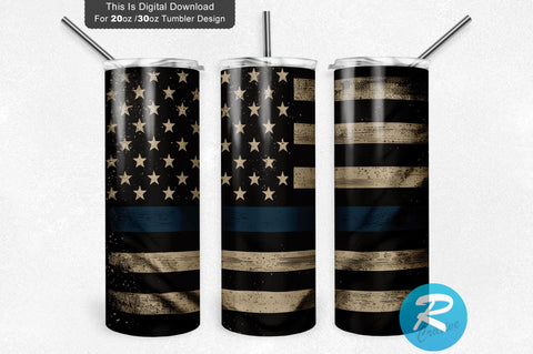 Police Flag Rustic American 20 oz / 30 oz Tumbler PNG Sublimation Regulrcrative 