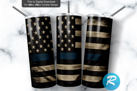 Police Flag Rustic American 20 oz / 30 oz Tumbler PNG Sublimation Regulrcrative 
