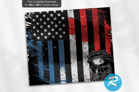 Police Flag Rustic American Flag 20 oz / 30 oz Tumbler PNG Sublimation Regulrcrative 