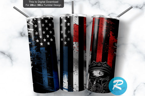 Police Flag Rustic American Flag 20 oz / 30 oz Tumbler PNG Sublimation Regulrcrative 