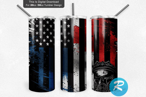 Police Flag Rustic American Flag 20 oz / 30 oz Tumbler PNG Sublimation Regulrcrative 