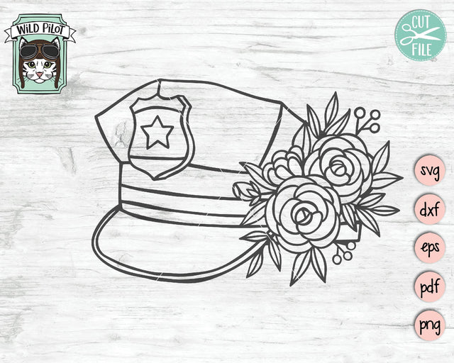 Police Officer Hat SVG Cut File SVG Wild Pilot 