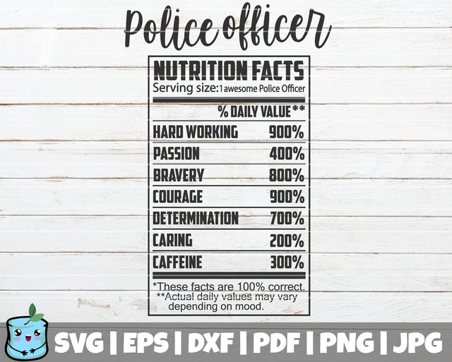 Police Officer Nutrition Facts SVG MintyMarshmallows 