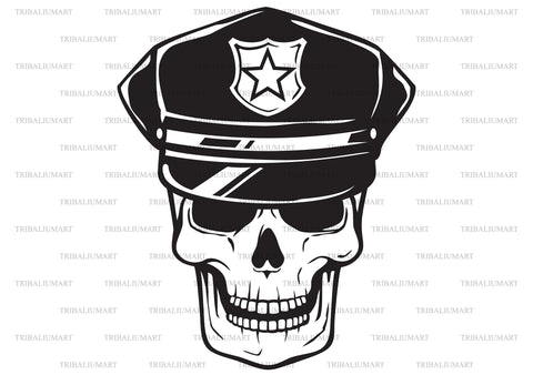 Police Officer Skull SVG TribaliumArtSF 