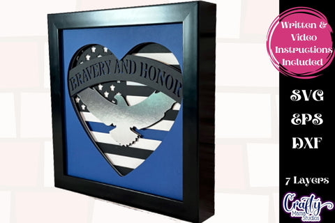 Police Officer Svg Shadow Box, 3D Layered Thin Blue Line Svg SVG Crafty Mama Studios 