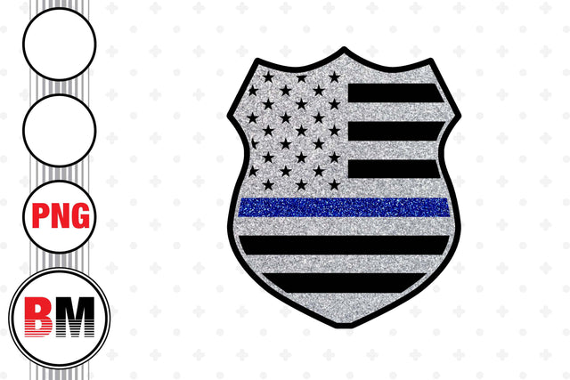 Police Shield Glitter PNG Files Sublimation BMDesign 