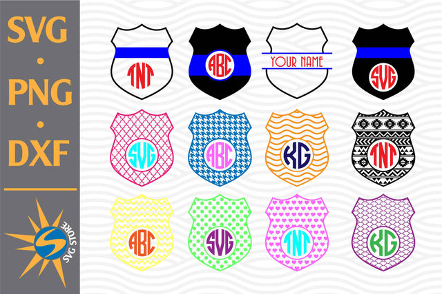 Police Shield Pattern Monogram SVG, PNG, DXF Digital Files Include SVG SVGStoreShop 