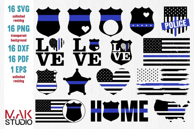 Police thin blue line bundle svg, Police thin blue line bundle svg files, Police thin blue line svg bundle, Police thin blue line svg, Blue line cut file SVG MAKStudion 