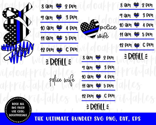 police water bottle tracker svgs, funny police svgs, police life svgs, police drink your water trackers, peace love police, police wife svg SVG WildOakSVG 