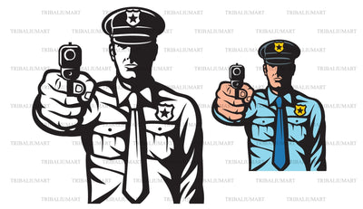 Policeman pointing a gun SVG TribaliumArtSF 
