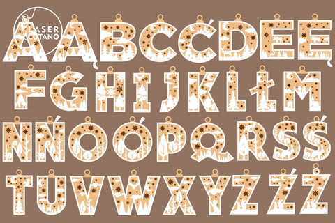 POLISH LETTERS Christmas Decorations Laser Cut Ornament, Multilayer Laser Cut Files, Mandala, Sign SVG, 3D Designs, Mini Design Bundles SVG LaserCutano 