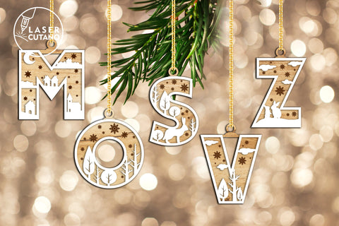 POLISH LETTERS Christmas Decorations Laser Cut Ornament, Multilayer Laser Cut Files, Mandala, Sign SVG, 3D Designs, Mini Design Bundles SVG LaserCutano 