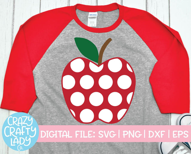 Polka Dot Apple | Back to School SVG Cut File SVG Crazy Crafty Lady Co. 
