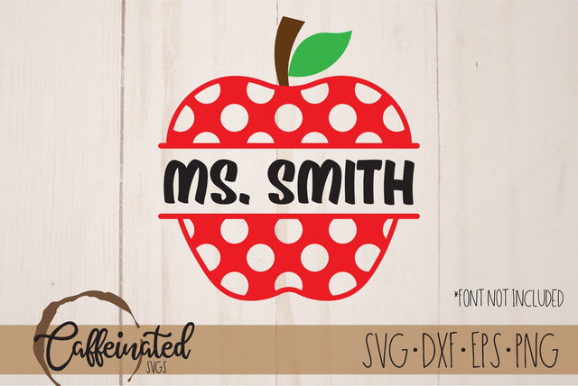 Polka Dot Apple SVG, Apple Monogram svg SVG Caffeinated SVGs 