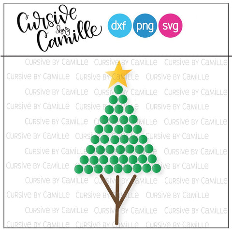 Polka Dot Christmas Tree Hand Drawn SVG Cut File SVG Cursive by Camille 