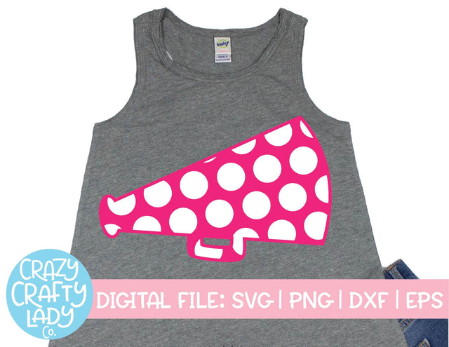 Polka Dot Megaphone | Cheerleader SVG Cut File SVG Crazy Crafty Lady Co. 