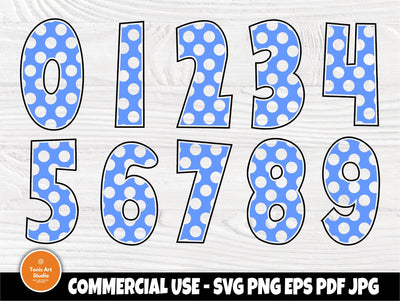 Polka dot numbers SVG, Printable numbers Svg Files SVG TonisArtStudio 