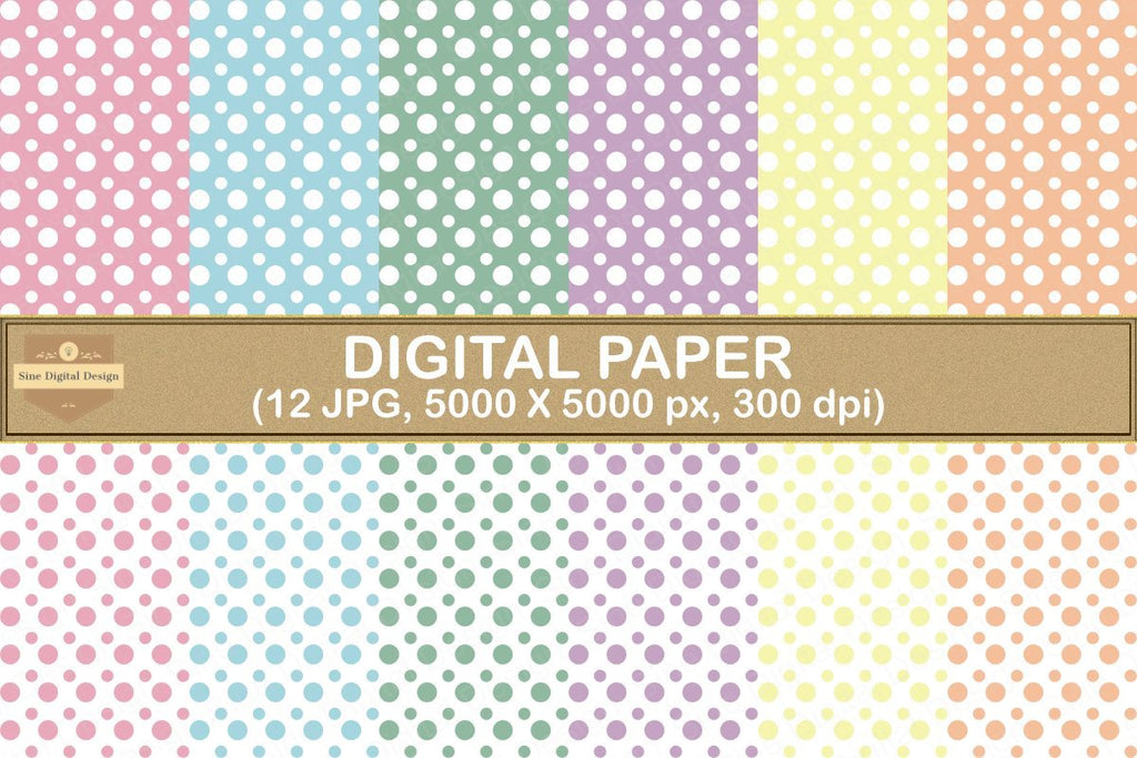 Polka Dot Pattern Seamless Digital Paper Backgrounds - So Fontsy
