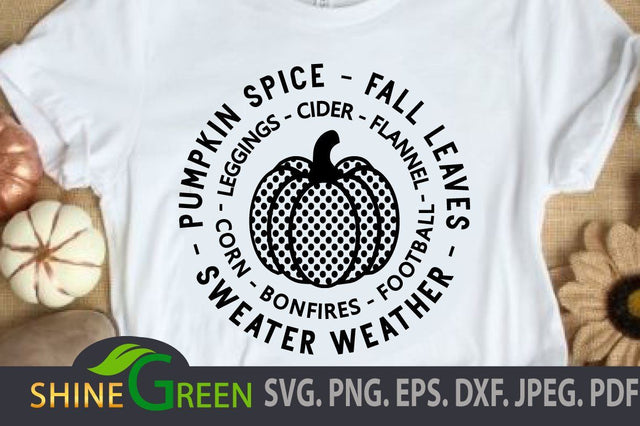 Polka Dot Pumpkin Fall SVG PNG EPS DXF SVG Shine Green Art 