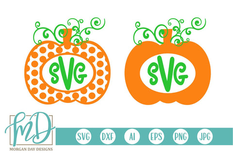 Polka Dot Pumpkin Monogram SVG Morgan Day Designs 