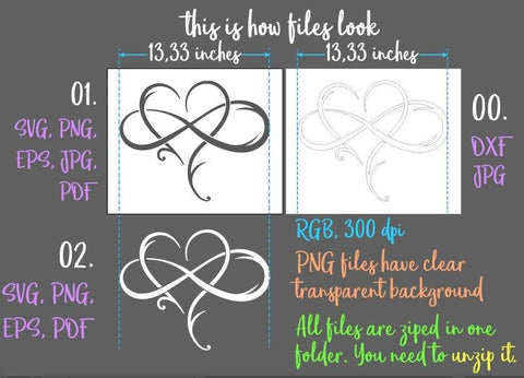 Polyamory Heart Infinity Symbol Neverending Endless Love Romantic Sign SVG, PNG, DXF, PDF, JPG SVG Digitals by Hanna 