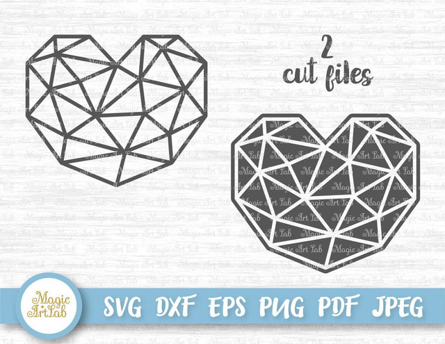 Polygon heart SVG files SVG MagicArtLab 
