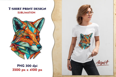 Polygonal Fox head png t-shirt sublimation design. Geometric Sublimation Angelina Semenova 