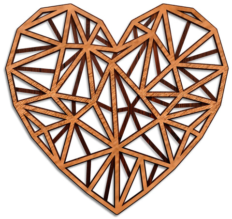 Polygonal Heart - Multilayer Laser Cut Files, Mandala, 3D Design SVG LaserCutano 
