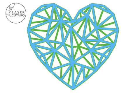 Polygonal Heart - Multilayer Laser Cut Files, Mandala, 3D Design SVG LaserCutano 