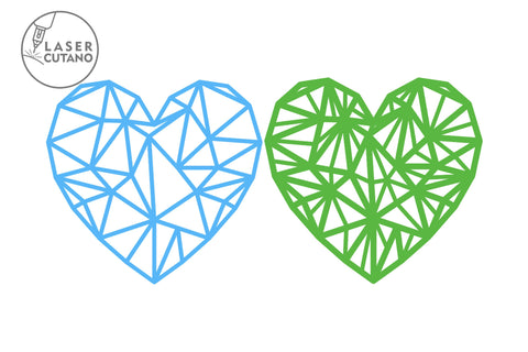 Polygonal Heart - Multilayer Laser Cut Files, Mandala, 3D Design SVG LaserCutano 