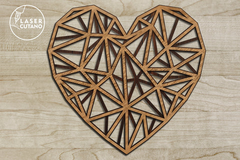 Polygonal Heart - Multilayer Laser Cut Files, Mandala, 3D Design SVG LaserCutano 