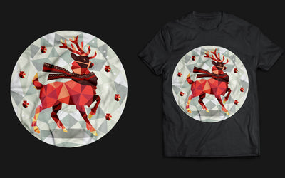 Polygonal Reindeer Circle T-Shirt Design SVG naemmiah021 