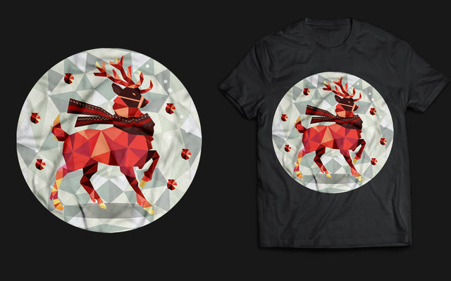 Polygonal Reindeer Circle T-Shirt Design SVG naemmiah021 