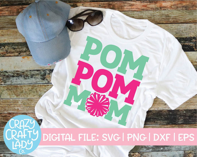Pom Pom Mom | Cheerleader SVG Cut File SVG Crazy Crafty Lady Co. 