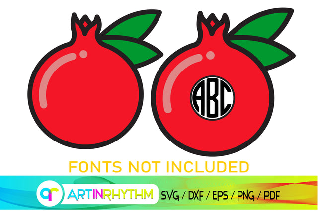 pomegranate, fruit monogram svg SVG Artinrhythm shop 