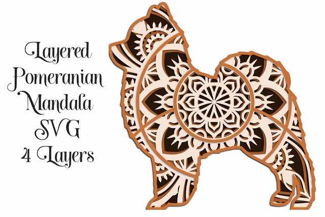 Pomeranian Layered Mandala SVG - 4 Layers SVG Digital Honeybee 