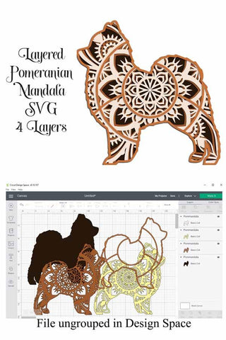 Pomeranian Layered Mandala SVG - 4 Layers SVG Digital Honeybee 