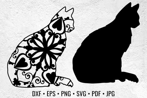 Pondering Cat mandala cat cut file SVG Angel on Empire 