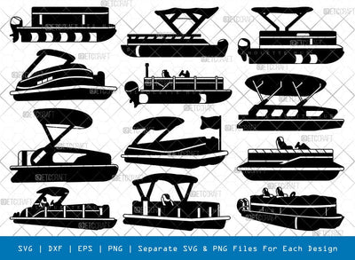 Pontoon Boat Silhouette, Pontoon Boat SVG, Boat Svg, Water Vehicle Svg, River Boat Svg, Pontoon Boat Bundle, SB00864 SVG ETC Craft 
