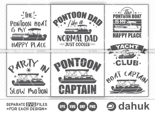 Pontoon Boat SVG Bundle, Party In Slow Motion svg, Pontoon Dad, Pontoon Captain, Boat svg, lake, Cut file for silhouette, svg, eps, dxf SVG dahukdesign 