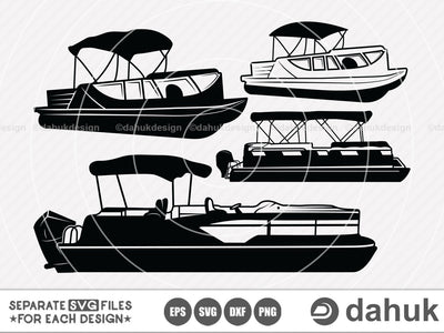 Pontoon Boat svg file, Boat svg, lake, Cut file, for silhouette, svg, eps, dxf, png, clipart, cricut design space, vinyl cut files SVG dahukdesign 