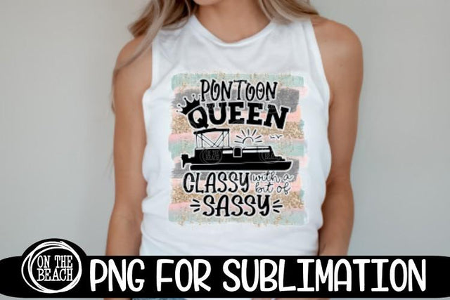 Pontoon QUEEN -Classy Sassy -Pastel Glitter- PNG Sublimation Sublimation On the Beach Boutique 