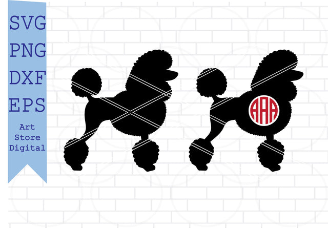 Poodle Monogram Svg, Poodle Silhouette SVG Artstoredigital 