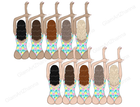 Pool Girl Clipart | Beach Woman Illustration Sketch DESIGN GlamArtZhanna 