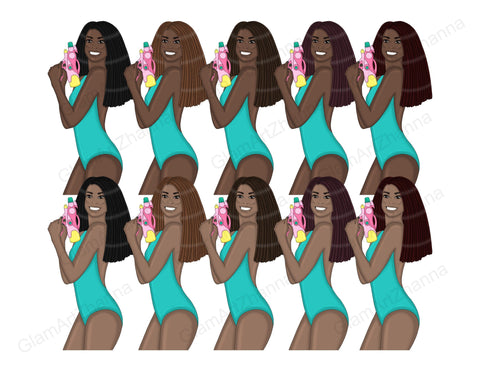 Pool Girl Clipart | Beach Woman Illustration Sketch DESIGN GlamArtZhanna 