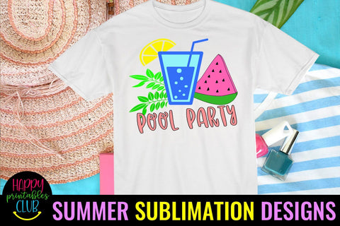 Pool Party Summer Sublimation- Beach Sublimation PNG Sublimation Happy Printables Club 