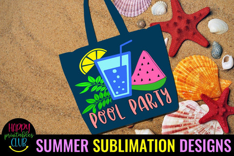 Pool Party Summer Sublimation- Beach Sublimation PNG Sublimation Happy Printables Club 