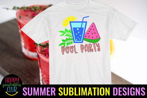 Pool Party Summer Sublimation- Beach Sublimation PNG Sublimation Happy Printables Club 