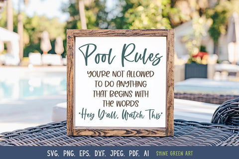 Pool Rules Sign | Pool Sign SVG for Summer SVG Shine Green Art 